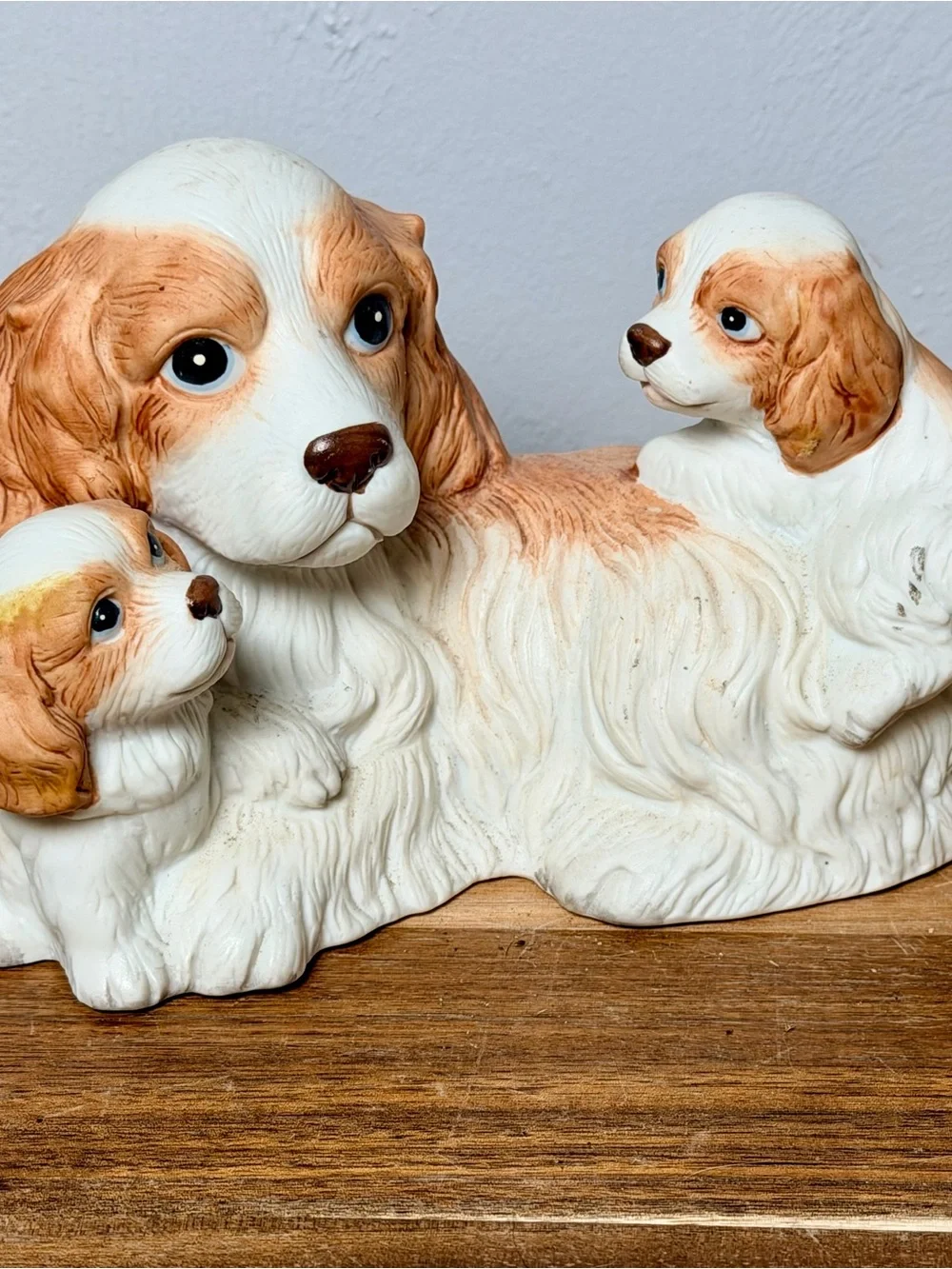 Vintage HOMCO Cocker Spaniel Family Figurine | in White and Tan
